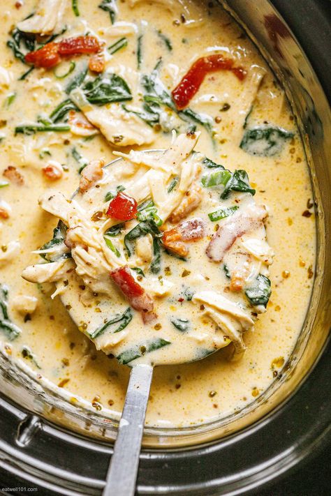 Crockpot Dinner Recipes: 12 Easy Dump-and-Go Crockpot Dinners — Eatwell101 Chicken Breast Slow Cooker, Slow Cooker Creamy Chicken, Creamy Chicken Soup, Ground Chicken Recipes, Crockpot Soup Recipes, Chicken Breast Recipes Healthy, Soup Recipes Slow Cooker, Instant Pot Recipes Chicken, Chicken Slow Cooker Recipes