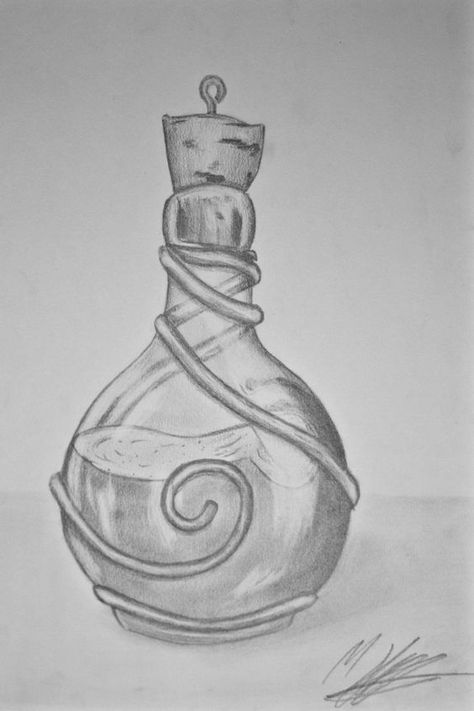 Angel's Trumpet, Template Images, Witch Drawing, Bottle Drawing, Bottle Tattoo, Potion Bottles, Potion Bottle, Pencil Art Drawings, Art Drawings Sketches Creative