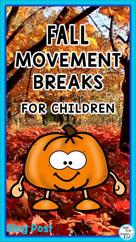 Prek Movement Activities, Fall Movement Activities For Kids, Preschool Halloween Movement Activities, Fall Music And Movement For Toddlers, October Music And Movement, Fall Gross Motor Movement Game, Fall Movement Cards, Movement Activities For Kids, Preschool Movement Activities