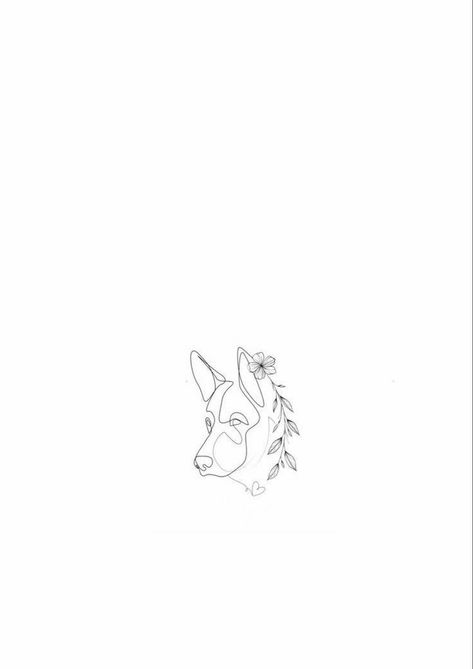 Fine Line Dog Flower Tattoo, Dog Landscape Tattoo, 3 Dog Tattoo Ideas, Boho Dog Tattoo, German Shepherd Dog Ear Outline Tattoo, Tasteful Dog Tattoos, Husky Memorial Tattoo, Creative Dog Tattoo Ideas, Husky Line Art Tattoo