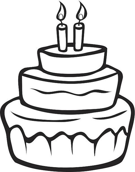 Cake Outline, Birthday Cake Cartoon, Cartoon Black And White, Cake Cartoon, Outline Pictures, Cupcake Clipart, Cake Clipart, Cupcake Illustration, White Birthday Cakes