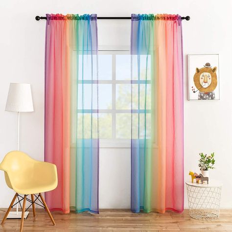 Rainbow Curtains, Voile Panels, Voile Curtains, Sheer Curtain Panels, Bedroom Balcony, Linen Texture, Sheer Curtain, Sheer Curtains, Curtains Living Room