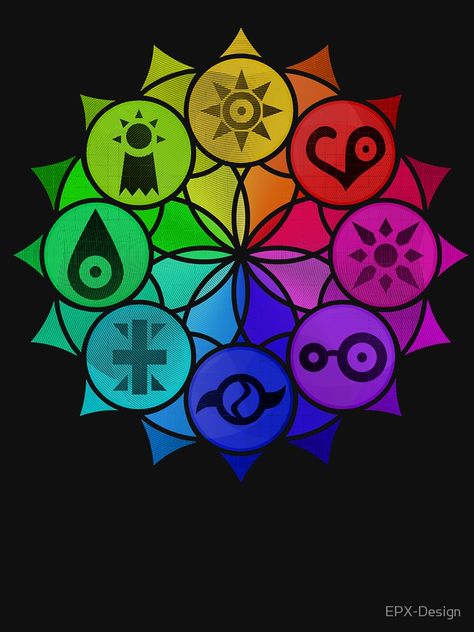 Digimon Crests Mandala by EPX-Design Digimon Symbols, Digimon Artwork, Digimon Crests, Digimon Art, Digimon Wallpaper, Digimon Frontier, Random Crafts, Digimon Tamers, Digimon Adventure