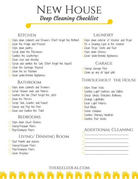 New House Cleaning, Cleaning Checklist Printable Free, Putz Hacks, Free Printable Cleaning, Deep Cleaning Checklist, New Home Checklist, Apartment Checklist, Clean Dryer Vent, Cleaning Painted Walls