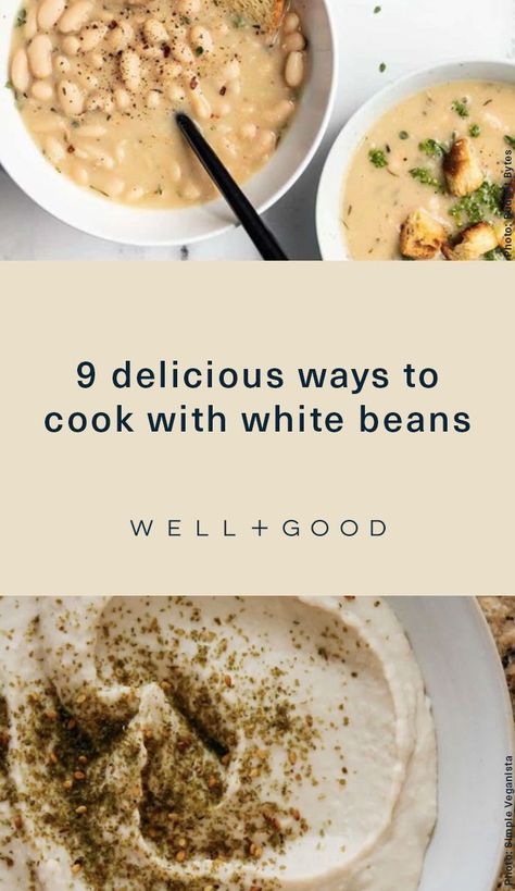 White Bean Dressing, Cooking With Beans Healthy, Best White Beans Recipe, White Bean Dinner Recipes, Recipes White Beans, Leftover White Beans Recipes, Mashed Beans Recipes, White Food Recipes, White Beans Vegan Recipes