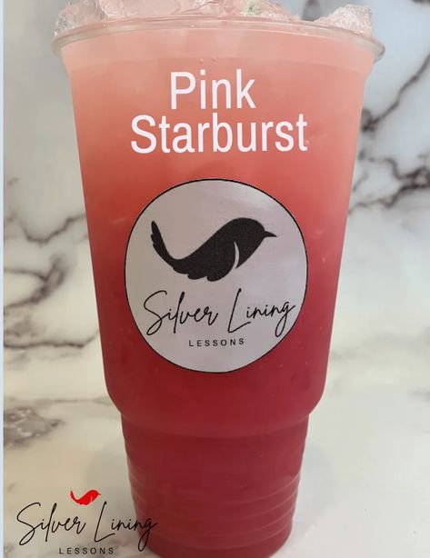 Pink Starburst (Specialty Drink) – Silver Lining Lessons Silver Lining Lessons, Instant Tea Powder, Starburst Drink, Strawberry Starburst, Boosted Tea, Guarana Powder, Tea Board, Pink Drink Recipes, Herbalife Teas