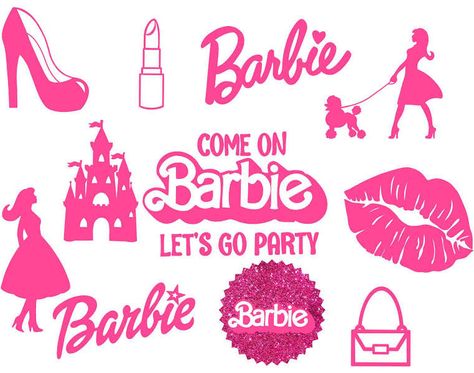 Common Barbie Lets Go Party, Barbie Chalkboard Art, Barbie Birthday Card Diy, Come On Barbie Lets Go Party, Barbie Birthday Card, Barbie Stickers, Barbie Invitations, 1980s Barbie, Free Barbie