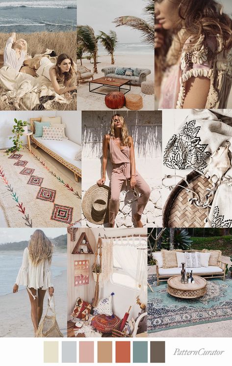 BOHEMIAN BEACH by Pattern Curator (SS20) Pattern Curator, Bachelor Of Fine Arts, Mood Board Inspiration, Bohemian Beach, Mood Board Fashion, Color Stories, Design Graphique, Color Print, Color Textures