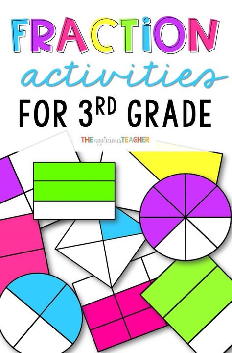 Fraction activities and games perfect for 3rd grade- The Applicious Teacher Fraction Games 3rd Grade, Fractions 3rd Grade, Math Things, Third Grade Math Activities, Fraction Lessons, 3rd Grade Fractions, 2nd Grade Activities, Math Activities Elementary, Teaching Fractions