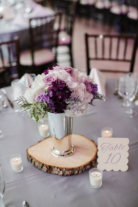 Purple Rustic Wedding, Rustic Purple Wedding, October Wedding Colors, Cheap Wedding Table Centerpieces, Purple Fall Wedding, Purple Wedding Centerpieces, Purple Centerpieces, Purple Wedding Decorations, Violet Wedding