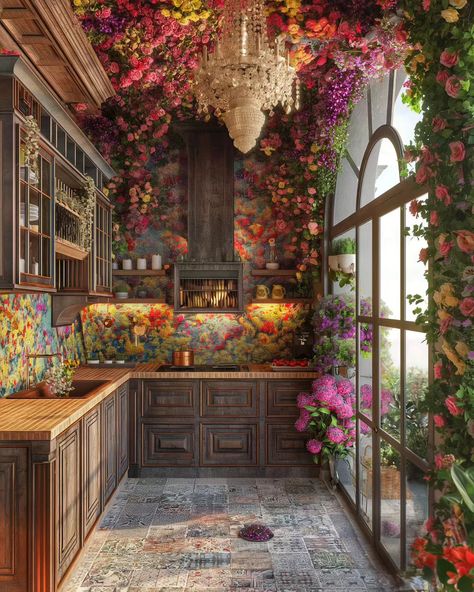 My kitchen 🌸😍 . . #home #kitchen Fairytale Kitchen, Fairy Kitchen, Fantasy Kitchen, Princess Kitchen, Inspirational Decor, Fairy Home, Hall Interior Design, Hall Interior, Romanticizing Life