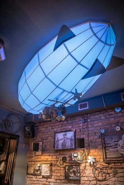 .. Steampunk Rooms, Décor Steampunk, Steampunk Bedroom, Steampunk Interior, Steampunk Home Decor, Bar Restaurant Design, Steampunk Furniture, Steampunk House, Vintage Industrial Lighting