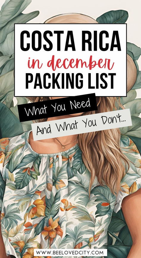 Heading to Costa Rica in December? Expect warm, tropical weather with occasional rain, so pack light, breathable clothing like shorts, tank tops, and sundresses. Bring a swimsuit for beach days and a light rain jacket for those quick showers. If you plan to explore the rainforest or mountains, add sturdy shoes, a hat, and insect repellent to your packing list. Get ready to enjoy your adventure in comfort and style! #CostaRicaTravel #TropicalPackingList #WhatToWearInCostaRica Clothes For Costa Rica Trip, Outfit Ideas For Costa Rica, Outfits For Costa Rica For Women, Packing List For Costa Rica, Vacation Outfits Costa Rica, Costa Rica Capsule Wardrobe, Costa Rica Souvenirs, What To Pack For Costa Rica, Costa Rica Hiking Outfit