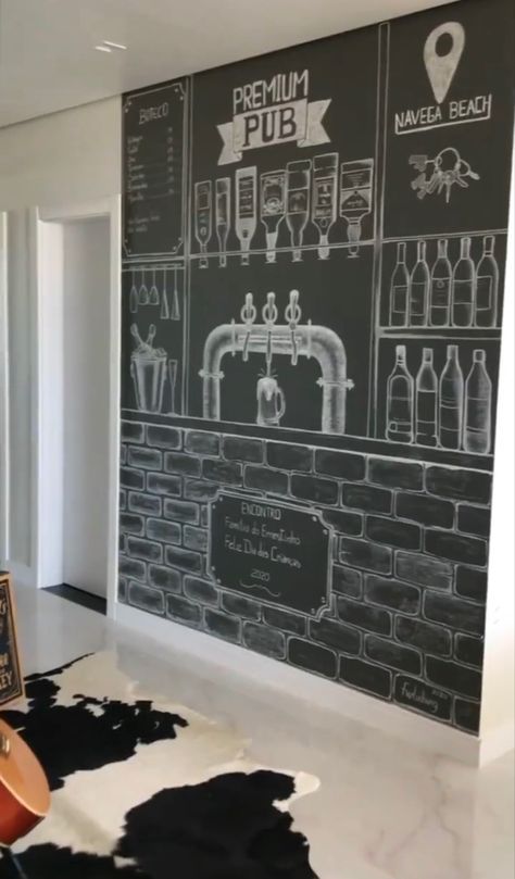 Blackboard Wall Kitchen, Bar Chalkboard Ideas, Chalk Art Wall, Paint Quotes, Kitchen Blackboard, Menu Chalkboard, Idea Paint, Blackboard Art, Kitchen Chalkboard