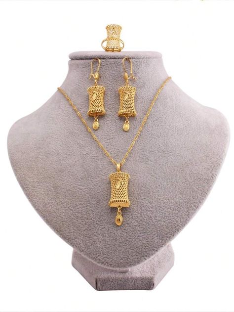 Dubai luxury jewelry sets India wedding gifts bridal Necklace set gold plated Pendant Earrings ring jewellery set for women | SHEIN USA Dubai Gold Jewelry, Necklace Set Gold, India Wedding, Diamond Pendants Designs, Dubai Luxury, Bridal Necklace Set, Diamond Pendants, Gold Designs, Jewelry Accessories Ideas