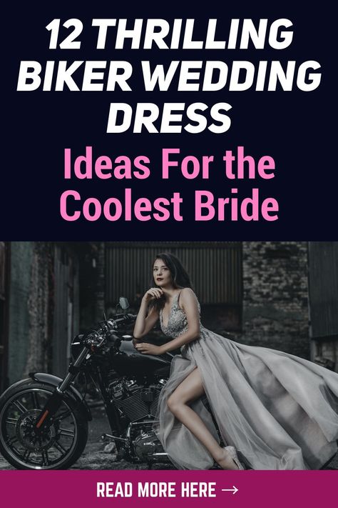 Motorcycle Wedding Dress, Biker Wedding Ideas Dresses, Bikers Wedding Ideas, Boho Biker Wedding, Wedding Dress On Motorcycle, Biker Bride, Biker Wedding Dress, Wedding Photo Ideas Motorcycle, Motorcycle Wedding