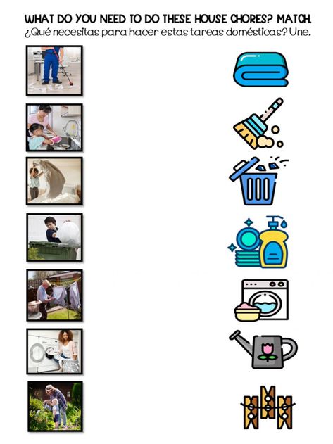 Household chores online worksheet for pre primary, primary. You can do the exercises online or download the worksheet as pdf. Pre Primary Worksheet, Household Worksheet, Chores Worksheet, Life Skills For Children, Free Preschool Activities, Teaching Vowels, Hygiene Activities, Pre Primary, Social Skills Activities