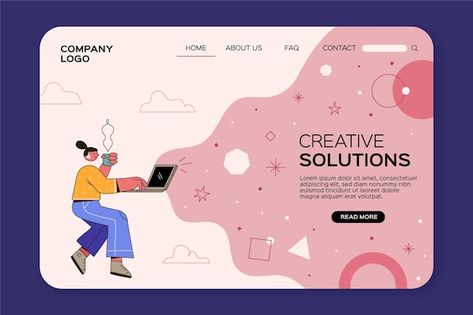 Flat Design Website, Website Design Trends, Webpage Template, Free Website Templates, Free Vector Illustration, Landing Page Template, Simple Website, Website Illustration, Website Designing