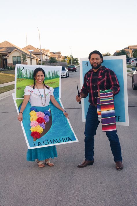 Loteria Theme Party Costumes, Chalupa Costume, Mexican Loteria Costume Ideas, Loteria Halloween Costume, Diy Loteria Cards Costume, Halloween Costumes Mexican, Hispanic Costume Ideas, Loteria Party Ideas Outfit, Loteria Costumes Ideas Diy