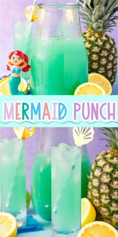 Mermaid Birthday Drink, Mermaid Non Alcoholic Drinks, Teal Punch Recipe Non Alcoholic, 1st Birthday Party Punch, Birthday Party Punch Recipes Non Alcoholic, Cute Summer Drinks For Kids, Luau Punch Non Alcoholic, Mermaid Drinks Alcohol, Under The Sea Party Drinks