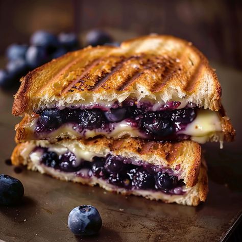 Blueberry Grilled Cheese Sandwich Blueberry Grilled Cheese Sandwich, Blueberry Grilled Cheese, Breakfast Deserts, Grilled Cheese Recipes Gourmet, Meal Board, Lite Meals, Grilled Cheese Sandwich Recipe, Cheese Game, Cheese Sandwich Recipe