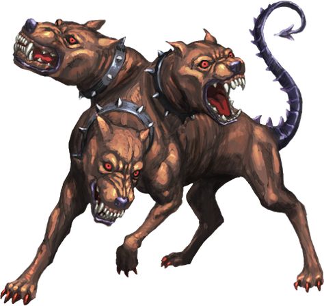 Cerberus - Giant 3 Headed Dog with the tail of a snake from Greek mythology Icona Ios, Demon Dog, Pitbull Tattoo, Dark Creatures, Mythology Tattoos, Mythological Creatures, Dog Tattoo, Mystical Creatures, Animal Sketches