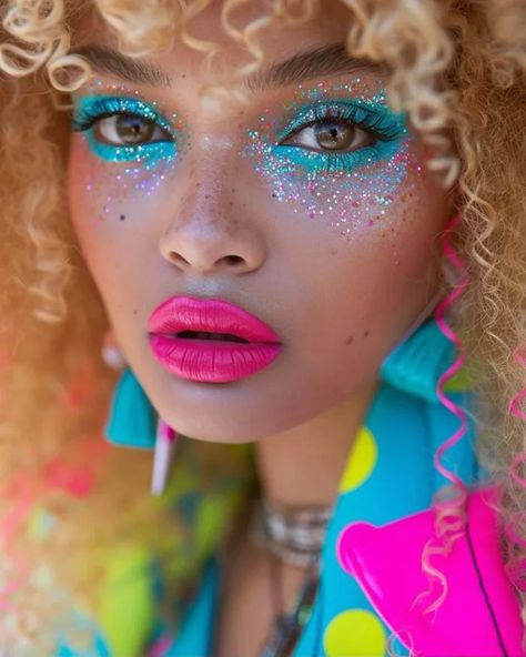 45+ Horrifying Halloween Makeup Ideas for Women - HubPages Glitter Fantasy Makeup, Rave Glitter Makeup, Fantasy Makeup Ideas Creative, Candyland Makeup, Rave Photoshoot, Carnival Makeup Ideas, Spongebob Makeup, Superhero Makeup, Speech Outline