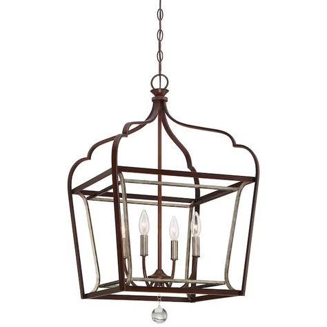 Minka Lavery Astrapia 4-Light Dark Rubbed Sienna with Aged Silver Transitional Lantern Hanging Pendant Light in the Pendant Lighting department at Lowes.com Minka Lavery Lighting, Foyer Pendant Lighting, Traditional Pendant Lighting, Lantern Pendant Lighting, Silver Pendant Lighting, Foyer Lighting, Foyer Decorating, Minka Lavery, Foyer Pendant