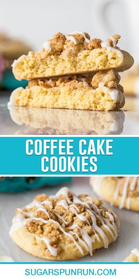 Easy Glaze Recipe, Coffee Cake Cookies, Crumble Cookie Recipe, Crumb Cake Recipe, Cookie Base, Wedding Cake Cookies, Cinnamon Streusel, Cookie Recipes Unique, Make Coffee