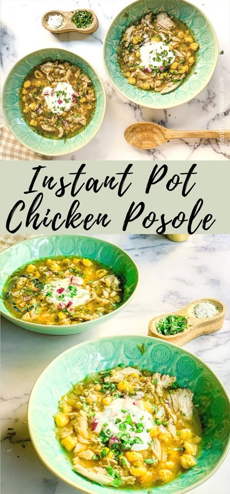 Instant Pot Pozole, Chicken Posole Recipe, Posole Recipe Chicken, Chicken Pozole Recipe, Pozole Verde Recipe, Cooking Cabbage, Chicken Posole, Chicken Pozole, Recipe Cabbage