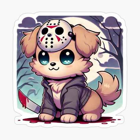 Get my art printed on awesome products. Support me at Redbubble #RBandME: https://www.redbubble.com/i/sticker/Friday-the-13th-Jason-puppy-by-otaku-graphics/164939307.EJUG5?asc=u Jason Voorhees Art, Friday The 13th Jason, Jason Vorhees, Leg Tattoo, Jason Voorhees, Friday The 13th, Leg Tattoos, Halloween Treats, My Art