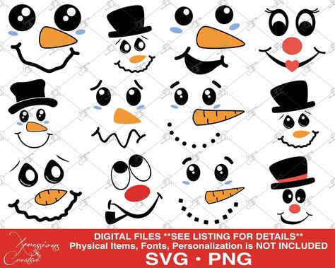 Cute Snowman Faces, Snowmen Faces, Svg Snowman, Snowman Svg, Snowman Png, Funny Snowman, Snowman Mugs, Image Svg, Snowman Faces