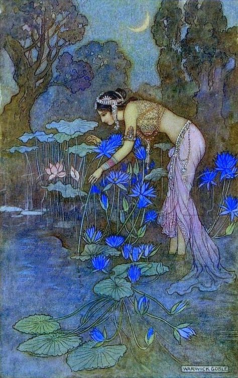 Warwick Goble, Bonsai Flower, Antique Images, Ethereal Art, Hippie Art, Floral Wall Art, Water Lilies, Digital Wall Art, Downloadable Art