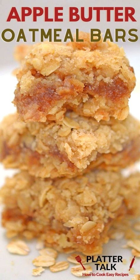 Apple Butter Bars, Recipe Using Apples, Oatmeal Apple, Apple Butter Recipe, Butter Bars, Oatmeal Bars, Cookie Bar Recipes, Fall Dessert, Think Food