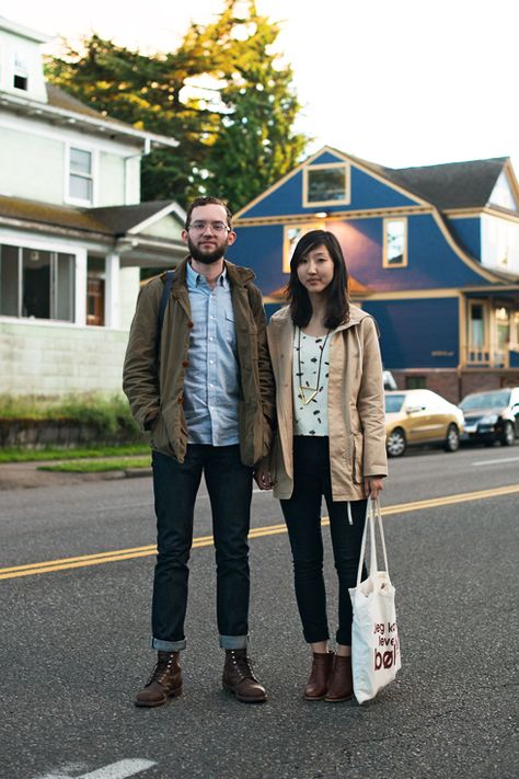 The Locals in Portland- the cutest couple! Portland Style, Red Wing Iron Ranger, Street Style Blog, Fashion Inspiration Board, Couple Matching, Hipster Fashion, Fashion Couple, The Locals, Copenhagen