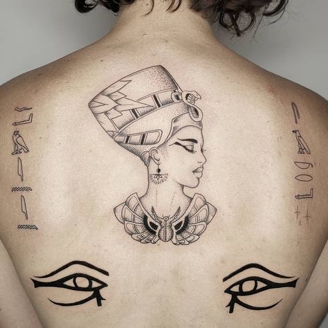 Tattoo Balance, Egyptian Goddess Tattoo, Cleopatra Tattoo, Eye Of Ra Tattoo, Pharaoh Tattoo, Bastet Tattoo, Egyptian Cat Tattoos, Nefertiti Tattoo, Egyptian Tattoos