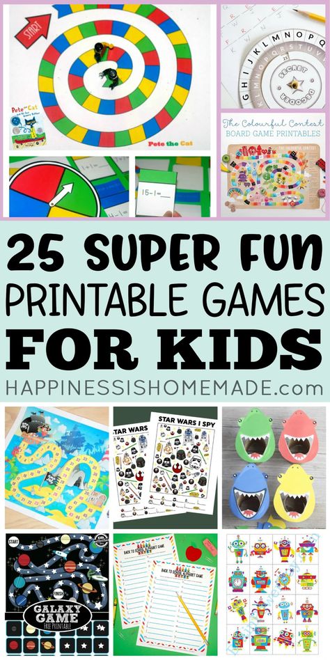 25 printable games for kids of all ages! From learning games, board games, printable puzzles, and more, these games are perfect for a family game night! Board Games Printable, Reading Games For Kids, Homemade Board Games, Best Family Board Games, Board Game Template, Board Games Diy, Printable Games For Kids, Printable Board Games, Free Games For Kids