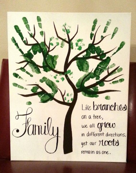 Family Handprint Tree art... like branches on a tree, we all grow in different directions, yet our roots remain as one". Handprint Gifts, Footprint Art, Handprint Crafts, Handprint Art, Family Crafts, Fathers Day Crafts, Family Art, Grandparents Day, Mothers Day Crafts