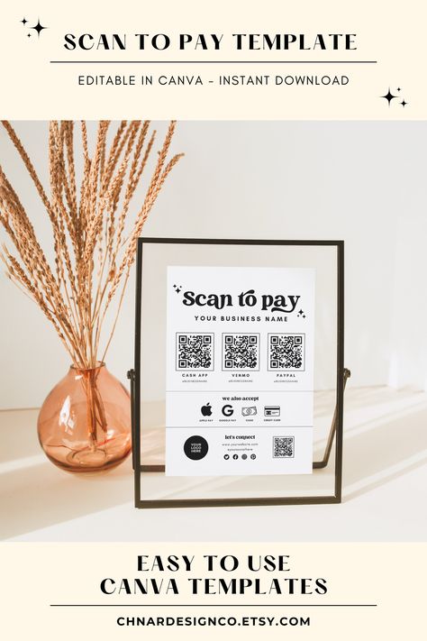 scan to pay sign displayed in modern frame Vendor Booth Payment Sign, Diy Payment Sign, Scan To Pay Sign Diy, Bakery Cart, Scan To Pay Template, Scan To Pay Sign, Market Vendor, Vendor Ideas, Payment Sign