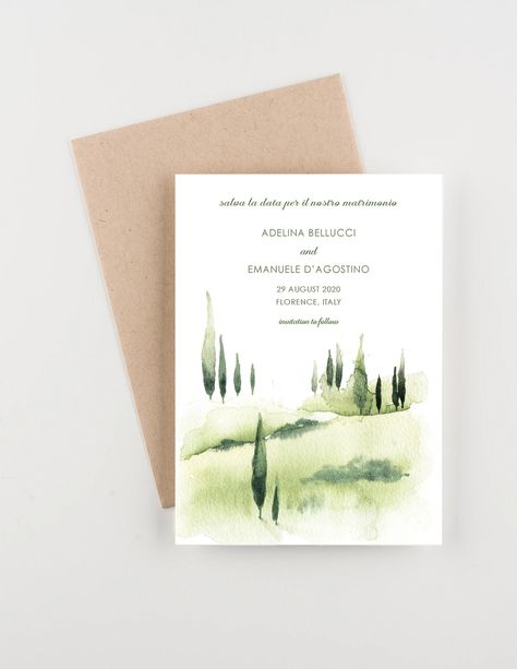 Tuscany Watercolor Save the Date Wedding Invitation - Etsy Tuscany Watercolor, Watercolor Save The Date, Katy Tx, Etsy Wedding Invitations, Tuscany Wedding, Wedding Business, Save The Dates, Wedding Invitation Design, Wedding Saving