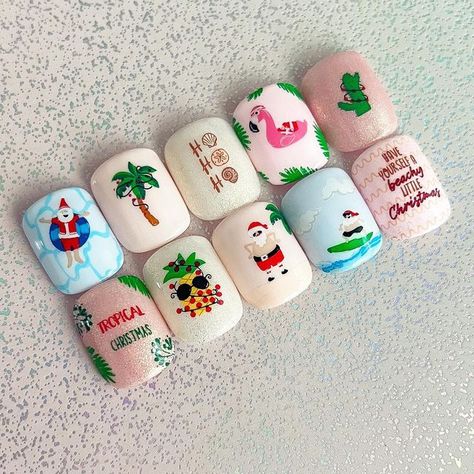 Holiday Nails Christmas, G Nails, Tropical Nails, Nail Design Inspiration, Christmas Nail Art Designs, July Nails, Stamping Nail Art, Beach Nails, High Tide