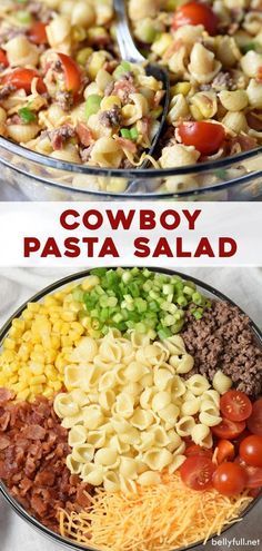 Cowboy Pasta Salad, Cowboy Pasta, Sommer Mad, Resep Pasta, Resep Smoothie, Resep Salad, Idee Pasto Sano, Salad Side Dishes, Pasta Salad Recipes