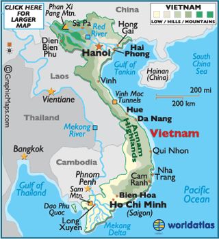 Positioned in Southeast Asia, Vietnam is a visually stunning destination, one crammed with interesting things to see and do... Peta Vietnam, World Map Europe, Vietnam Map, Cao Bang, Physical Map, Asia Map, River Delta, Vientiane, Great River