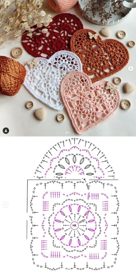 Big Heart Crochet Pattern, Crochet Heart Lace, Crochet Patterns For Summer, Crochet Vibes, Appliqué Crochet, Crochet A Heart, Hearts Crochet, Heart App, Heart Applique