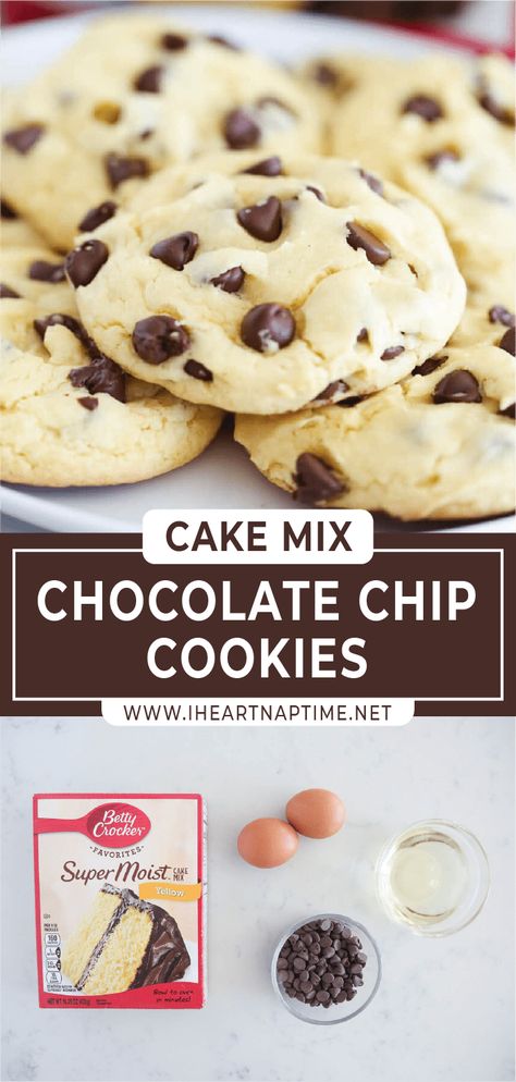 Chocolate Chip Cake Mix Cookies, Cake Mix Chocolate Chip Cookies, Recipes Using Cake Mix, Mix Chocolate, Make Chocolate Chip Cookies, Homemade Chocolate Chip Cookies, Chocolate Chip Cookie Cake, Cake Mix Cookie Recipes, Easy Chocolate Chip Cookies