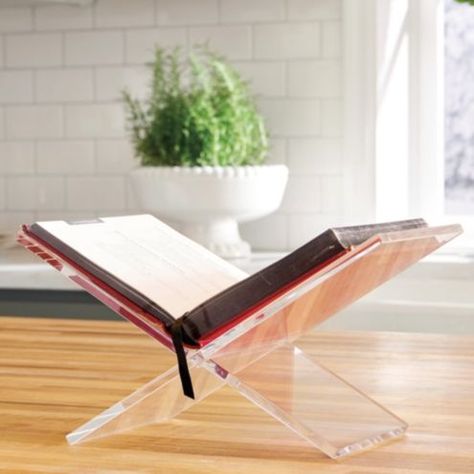 Acrylic Book Display Stand Tabletop Book Display, Open Book Stand, Acrylic Book Stand, How To Display Cookbooks In Kitchen, Book Stand Decor, Crafting Cart, Reading Gadgets, Condo Styling, Book Easel