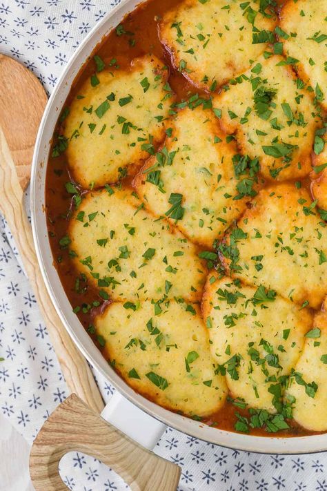 Buttermilk Dumplings, One Pan Recipe, Cornmeal Recipes, Chicken N Dumplings, Cornmeal Dumplings, Dumpling Dough, How To Cook Corn, Pan Recipe, Dumplings For Soup