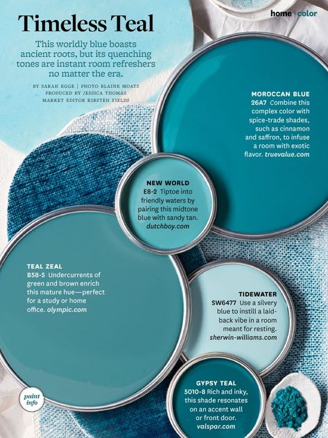 Teal and peacock blue paint colors Teal Paint Colors, Teal Paint, Moroccan Blue, Hur Man Målar, Paint Shades, Design Del Prodotto, Bedroom Paint, Cool Ideas, Decor Minimalist