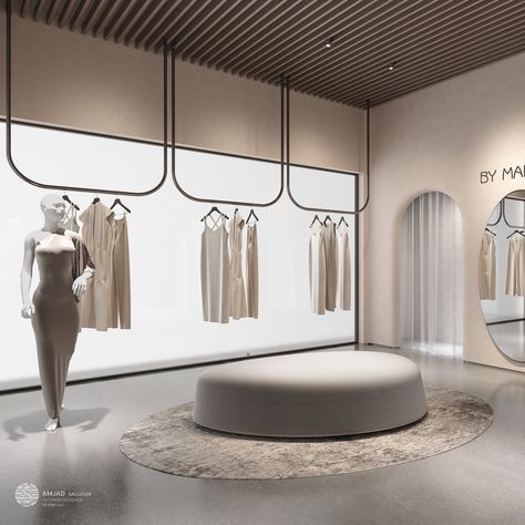 Design Of :DRESS SHOP MINIMALISTLocation: Dubai #homedecoration #decor #interiordecorating #interiorstyle #homedecor #homeinspo #housetour #interior #architecture #architecturedesign #architectureporn #furnituremakeover #furnituredesigner #interiorstyling #interiorstyle #interiorstylis #interiorstyled #interiorstylingideas #homesweethome #interiorlovers #دبي #أبو_ظبي #ديكور #تصميم داخلي #الشارقة #housegoals #instahome #amjad_salloum Design by Amjad salloum for booking your design +971527250060 Clothing Store Wall Display, Textile Showroom, Fashion Shop Interior, Clothing Boutique Interior, Retail Store Layout, Luxury Clothing Store, Tattoo Home, Fashion Store Design, Inspiration Wall Art