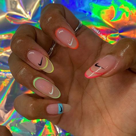 Mlb Nails, Nike Nails, Sports Nails, Competition Winner, Long Acrylic Nail Designs, Edgy Nails, Women In Business, Intelligent Women, French Acrylic Nails